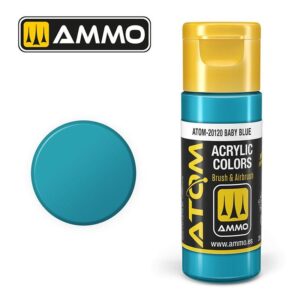AMMO Baby Blue acrylic paint bottle with vibrant color swatch for artists and DIY projects.