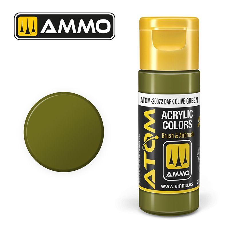 AMMO Dark Olive Green acrylic paint in a convenient bottle, ideal for artists and crafters.