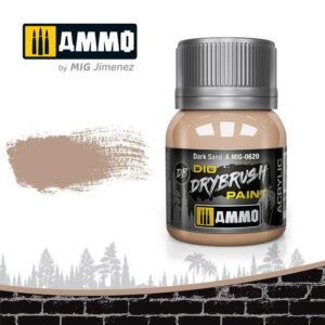 Ammo by MIG Jimenez Dark Sand acrylic paint ideal for model detailing and dry brushing.