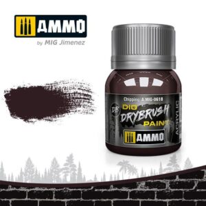 Dark brown acrylic drybrush paint for models, ideal for diorama and weathering effects.