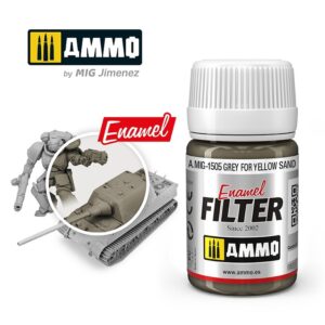 AMMO Grey Enamel Filter for model detailing, enhancing scale models with realistic finishes.