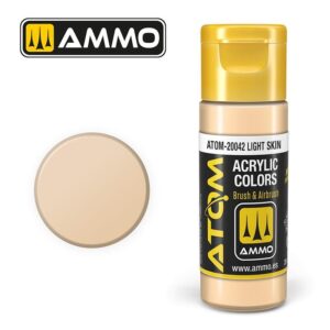 Ammo Light Skin Acrylic Paint in bold black and yellow, perfect for artists and modelers.