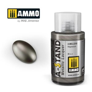 AMMO by MIG Jimenez A.MIG-2310 Magnesium Metallic Lacquer for realistic model finishes.