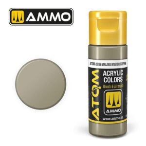 Majima Interior Green acrylic paint from AMMO, perfect for models and artistic projects.
