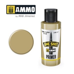 AMMO One Shot Primer in Sand Flesh Base, easy-to-dispense for precision model painting.