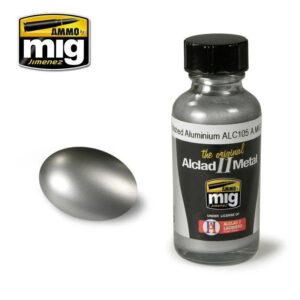 AMMO by Mig Jimenez Polished Aluminium paint showcases high-quality metallic finishes for model builders.