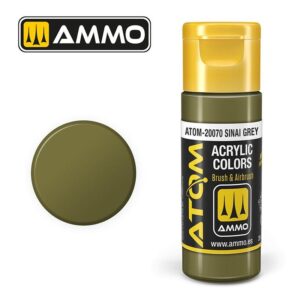 AMMO Sinai Grey acrylic paint in a sleek bottle, ideal for artists and versatile applications.