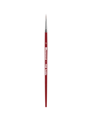Elegant red detail paintbrush on black background, perfect for precision artwork and craftsmanship.