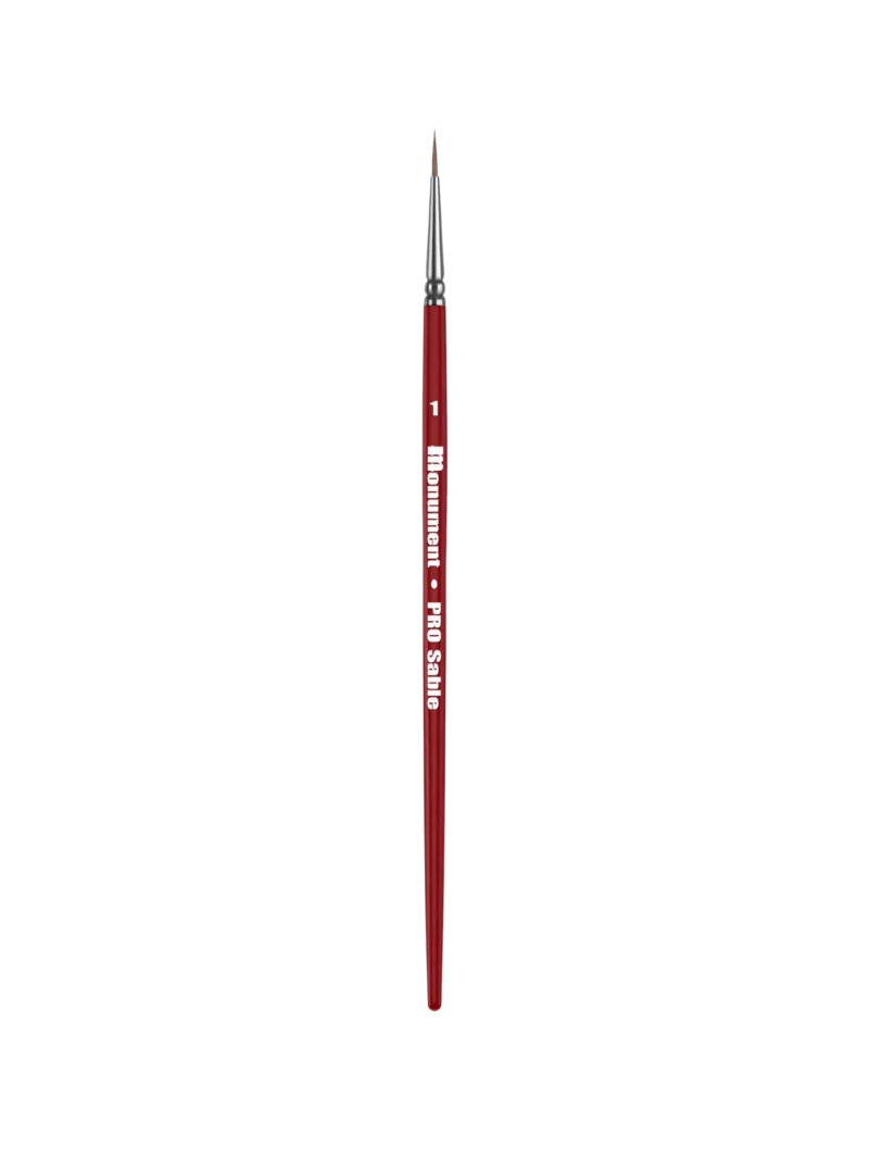 Elegant red detail paintbrush on black background, perfect for precision artwork and craftsmanship.