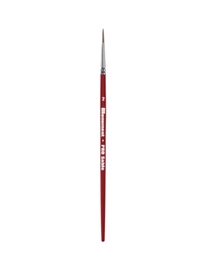 Elegant red-handled artist paintbrush for precise detailing and creative expression in art.