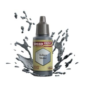 Ashen Stone speed paint: sleek bottle with gray splash, perfect for quick and creative projects.