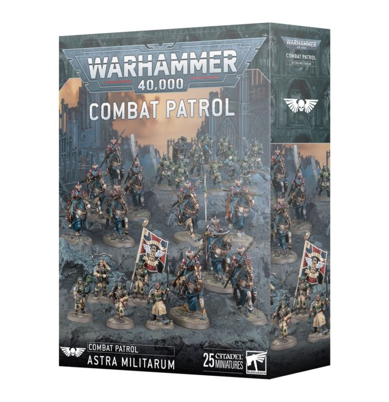 Astra Militarum Combat Patrol for Warhammer 40K: Detailed miniatures in a dark, dystopian setting.