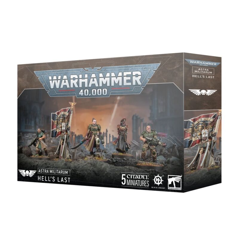 Astra Militarum: Hells Last Miniatures Set featuring five detailed Citadel figures in battle poses.