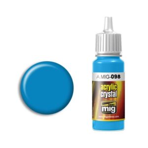 Electric blue acrylic paint blob and bottle for artists, featuring easy-dispense nozzle and vibrant color.
