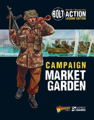 Cover art for Battlegrounds of Market Garden, featuring a soldier and WWII battle scenes.