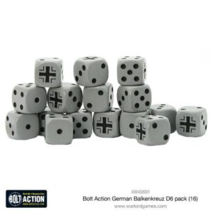 Stylish matte gray dice set featuring Balkenkreuz, perfect for immersive Bolt Action gameplay.