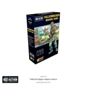 Fallschirmjäger Paratrooper Teams box for Bolt Action tabletop game featuring dynamic WWII soldier artwork.