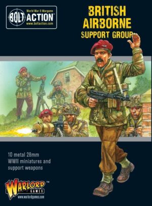 British Airborne Miniatures for WWII tabletop games, showcasing detailed soldiers in action-oriented poses.