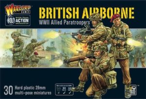 British Airborne Miniatures: WWII Paratroopers set by Warlord Games, featuring 30 detailed, multi-pose figures.