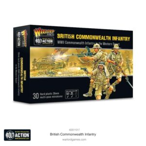 British Commonwealth Infantry model kit: 30 detailed WWII miniatures for Bolt Action tabletop game.