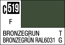 Dark green Bronze Green RAL 6031 color swatch for design and manufacturing use.