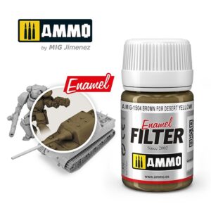 Brown Enamel Filter for model painting, perfect for achieving realistic desert yellow finishes.