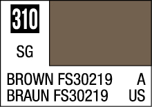 Muted brown color swatch 310 for design, featuring international labeling and identifiers.