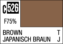 Rich brown color swatch C-526, 75% mix, labeled BROWN and JAPANISCH BRAUN.