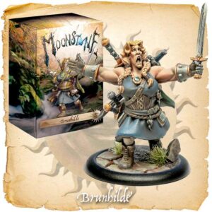 Brunhilde, fierce warrior from Moonstaf, stands ready for battle in a beautifully detailed miniature figure.