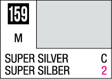 Light silver color swatch card labeled Super Silver, code 159, with a reference C2.