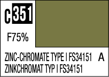 Zinc-Chromate C351 olive green color swatch with F75% concentration for industrial use.