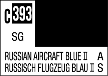 Russian Aircraft Blue II color swatch C393 with German translation for design and aviation use.