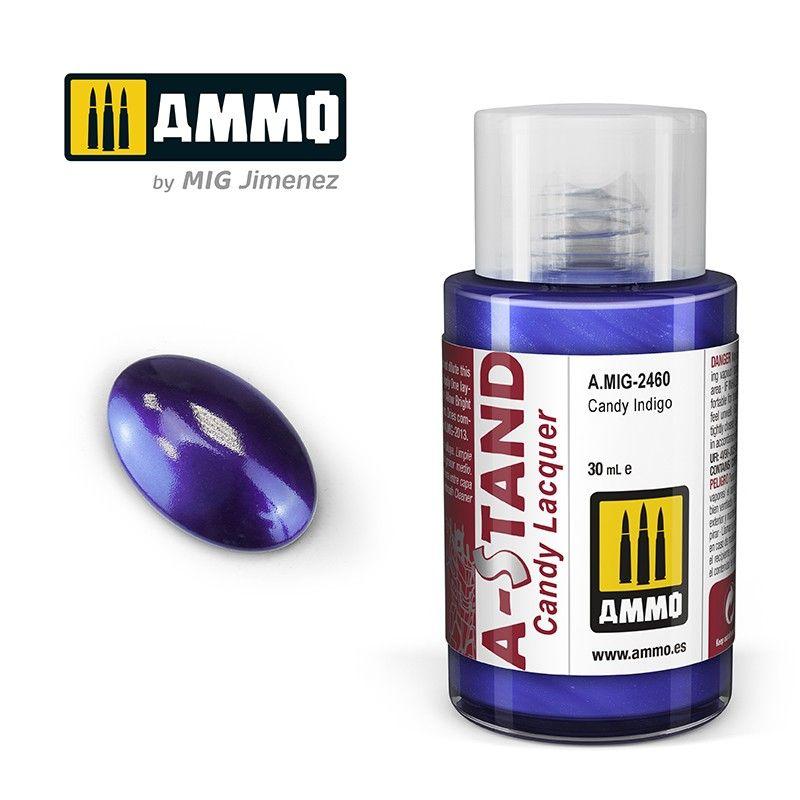 Candy Indigo lacquer by Ammo: Stunning model paint in a glossy, vibrant finish.