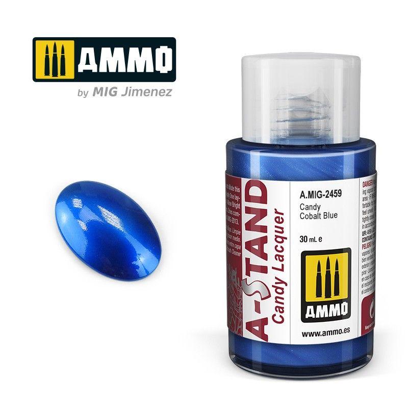 Cobalt Blue Candy Lacquer paint by AMMO, perfect for model enthusiasts and high-quality finishes.