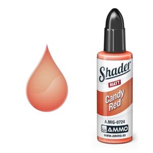 Sleek Candy Red paint bottle with glossy droplet, perfect for vibrant art projects.