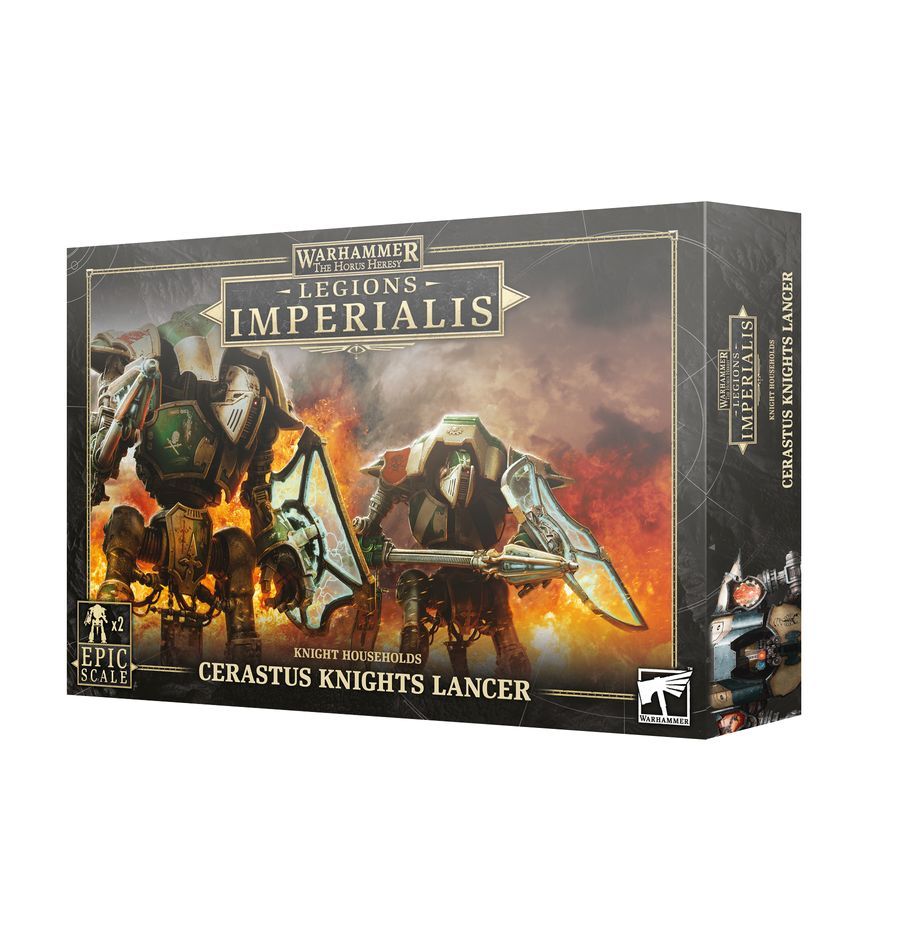 Cerastus Knights Lancer boxed set showcases epic mechanized warriors from Warhammer 40,000s Legions Imperialis.