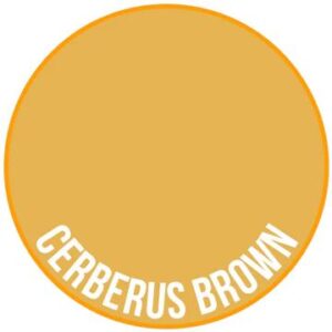 Cerberus Brown: A warm, earthy circle design with bold white typography for modern elegance.