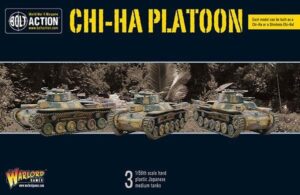Chi-Ha Platoon model kit featuring detailed Japanese tanks for tabletop wargaming.