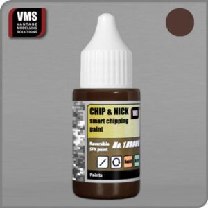Dark brown chipping paint for realistic military model finishes in a precision dropper bottle.