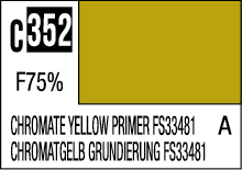 Chromate Yellow Primer FS33481 label: muted yellow, 75% pigment, bilingual packaging for industrial use.