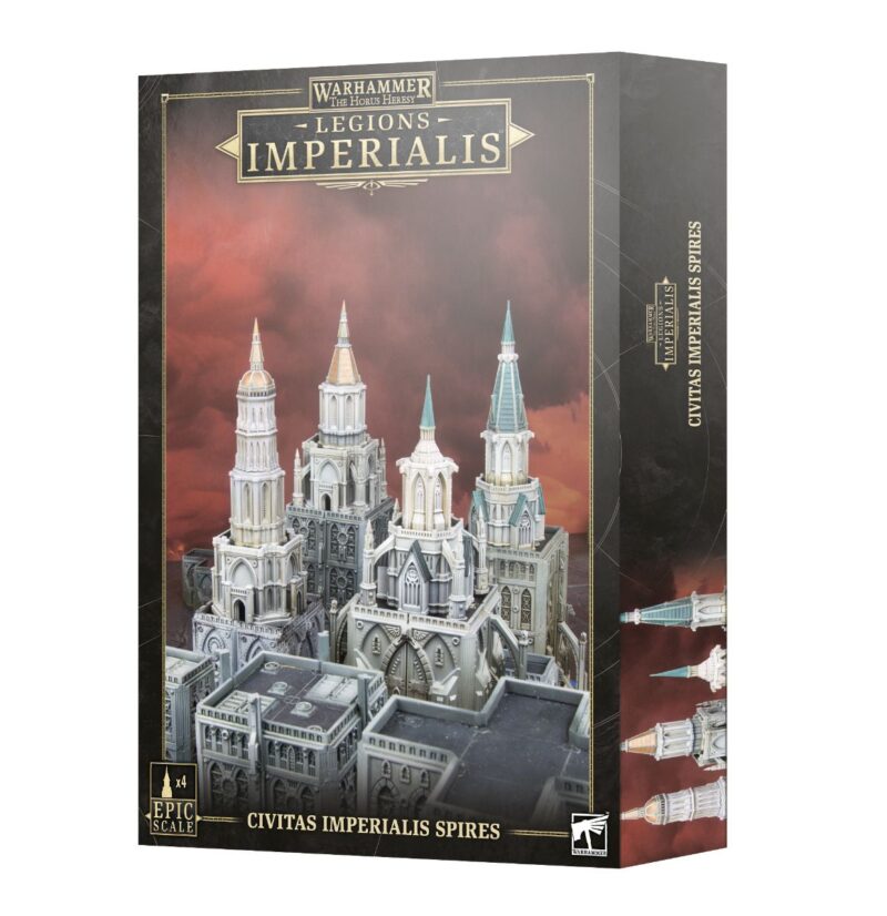 Civitas Imperialis Spires model kit, featuring gothic towers and spires for immersive Warhammer gameplay.