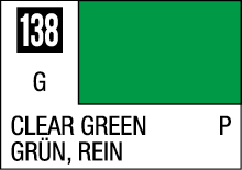 Vibrant clear green color swatch 138 with bilingual descriptions on a clean white background.