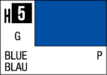 Vibrant blue H5 color swatch for design, featuring bilingual labels BLUE and BLAU.
