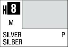 Silver color chart featuring H8 code, M category, and bilingual labels SILVER/SILBER.