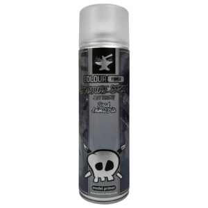 Sleek Colour Faré Matt Primer Spray for models with edgy skull design and glossy finish.