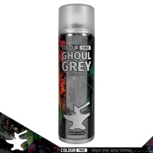 Sleek Colour Forge Ghoul Grey spray paint can for model priming, inspiring creativity in hobbyists.