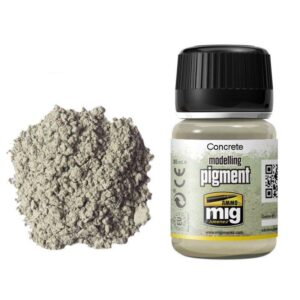 Concrete modeling pigment for realistic effects in scale models and dioramas.