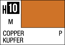 Vibrant copper color swatch, H10-M labeled, showcasing metallic orange-brown hue for design use.