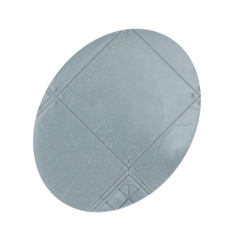 Stylish gray oval mat for crafting and baking with functional grip and measurement patterns.