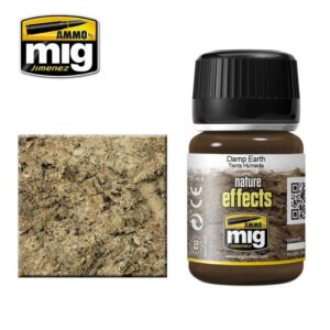 Damp Earth modeling paint for realistic terrain effects in dioramas and scale models.